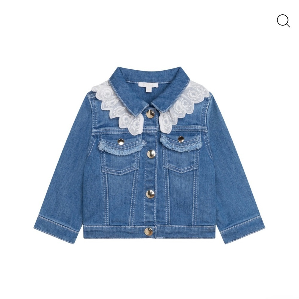 Blue Denim Kids Jacket with Lace Collar